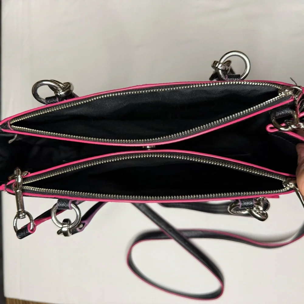 Coach Christie Carryall Satchel Small Black/Pink/White Edging w/Hangtag - Picture 11 of 13